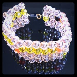 Modern nude beaded bling bracelet